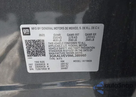 2021 GMC Terrain Awd Slt from USA, damaged, VIN 3GKALVEV9ML389960